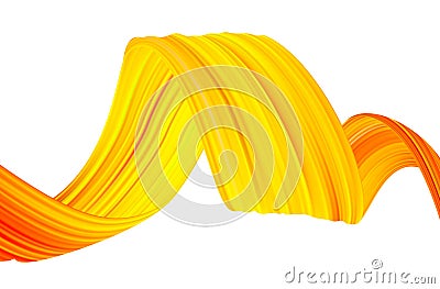 Wavy liquid shape. Modern flow poster background with yellow brush paint stroke Vector Illustration