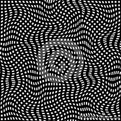 Wavy monochrome linear texture. An abstract background with optical illusion of distortion Vector Illustration