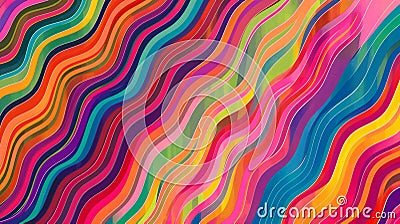 Wavy, multicolored lines ripple across the canvas in a dynamic, psychedelic pattern bursting with energy and color Cartoon Illustration