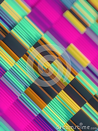 Wavy rectangular stacks. Abstract image of a program data array. 3d rendering digital illustration Cartoon Illustration