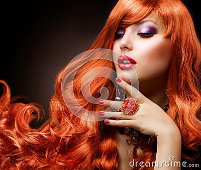 Wavy Red Hair Stock Photo