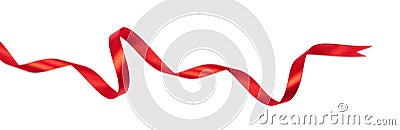 Wavy red ribbon isolated on white background. Stock Photo