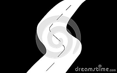 Wavy road, silhouette art image Cartoon Illustration