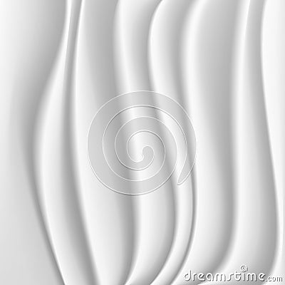 Wavy Silk Abstract Background Vector. White Or Silver Realistic Drape Texture Illustration Vector Illustration