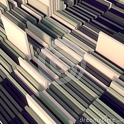 Wavy stacks of rectangular shapes. Abstract form of a program data array. Concept art. 3d rendering digital illustration Cartoon Illustration