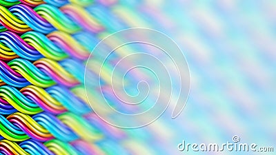 Wavy surface of bright multicolor curles ornament abstract 3D re Stock Photo