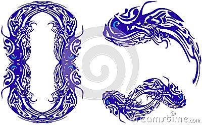 Wavy symbols of dark blue fish on white background Vector Illustration