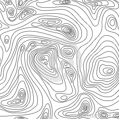 Wavy topography relief. Outline cartography landscape. Map Modern poster design. Vector illustration isolated on white background Vector Illustration