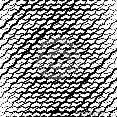 Wavy, waving, zigzag lines crosshatch grid, mesh pattern. Abstract curvy criss-cross lines texture. Tangle wrinkle stripes. Vector Illustration