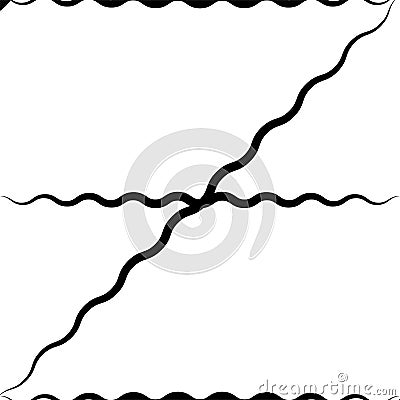 Wavy, waving, zigzag lines crosshatch grid, mesh pattern. Abstract curvy criss-cross lines texture. Tangle wrinkle stripes. Vector Illustration