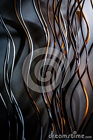 Wavy wooden sticks abstract background Stock Photo