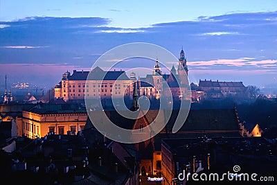 Wawel hill with castle in Krakow Stock Photo