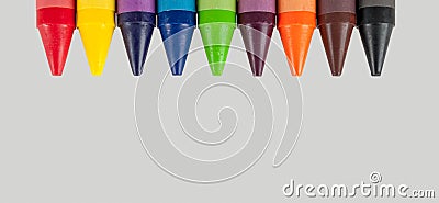 Wax crayons for drawing multicolored, set for artistic creativity, children`s drawings, close Stock Photo