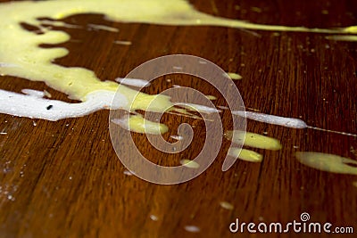 Wax Drippings on Table Stock Photo