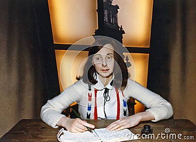 Wax Figure of Anne Frank Editorial Stock Photo
