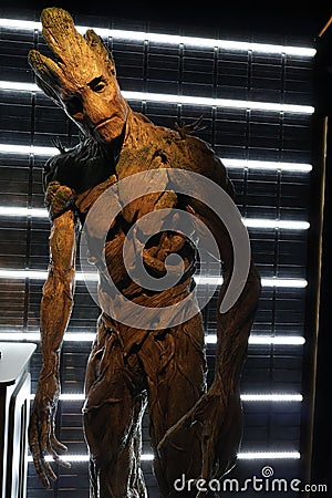 Wax Figure of Groot from Guardians of the Galaxy Editorial Stock Photo