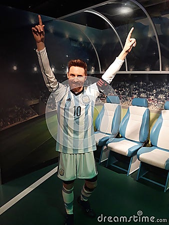 Wax figure of Lionel Messi, at Madame Tussauds, Amsterdam. Editorial Stock Photo