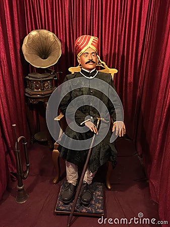 Wax sculpture of a high ranking official in the court of Princely State of Mysore Editorial Stock Photo