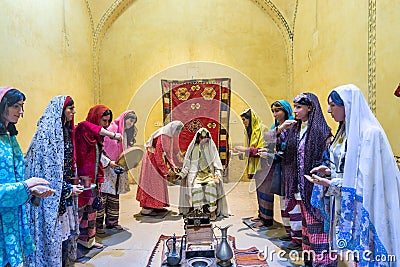 Wax sculpture of Iranian women, interiors of Vakil Bath, an old public bath in Shiraz, Iran. It was a part of the royal district Editorial Stock Photo