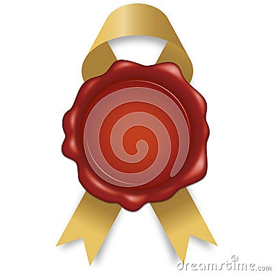 Wax seal with ribbon Vector Illustration