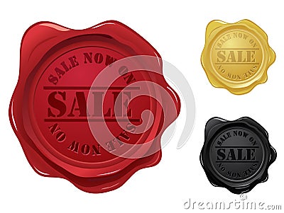 Wax seal with sale stamp Vector Illustration