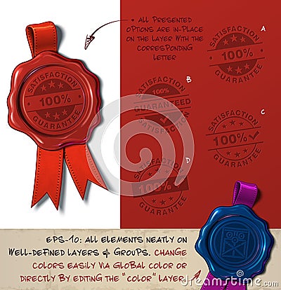 Wax Seal - Satisfaction Guarantee Vector Illustration