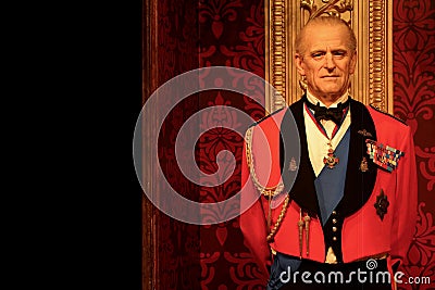 Wax stague of prince philip of the united kingdom at madame tussauds in hong kong Editorial Stock Photo