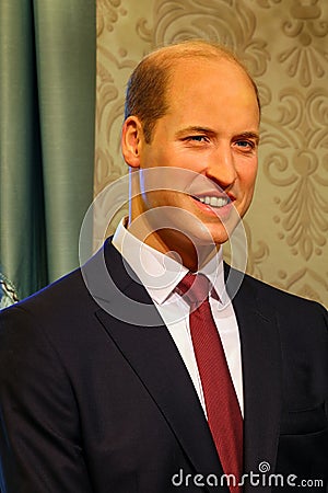 Wax statue of william, prince of wales, united kingdom at madame tussauds in hong kong Editorial Stock Photo