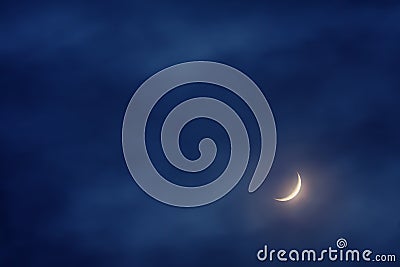 Waxing crescent moon on sky Stock Photo