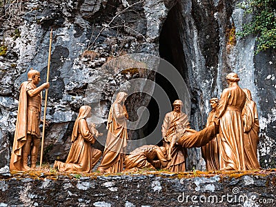 Way of the cross-Jesus is laid in the tomb Editorial Stock Photo