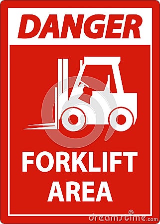 2-Way Danger Forklift Area Sign On White Background Vector Illustration