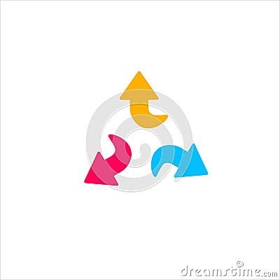 3 way decision opportunity option arrow. Three way direction path choice sign. Stock vector illustration isolated on Vector Illustration