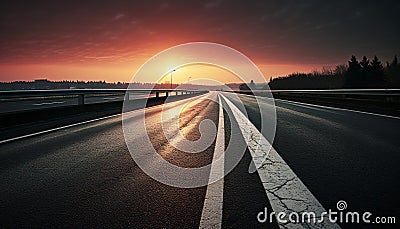 The way forward, empty road, vanishing point generated by AI Stock Photo