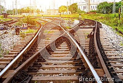 The way forward railway in the station Stock Photo