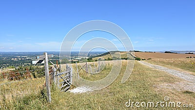 Way marker on the South Downs Way, long distance footpath, Sussex UK Stock Photo