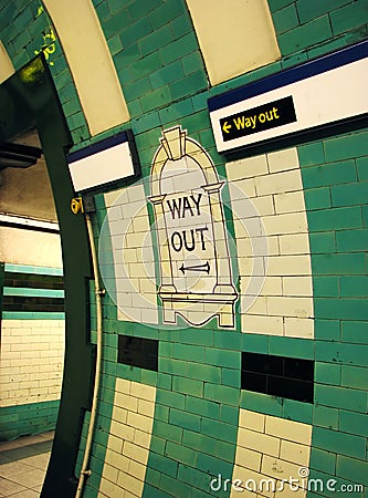 Way Out London Tube Stock Photo
