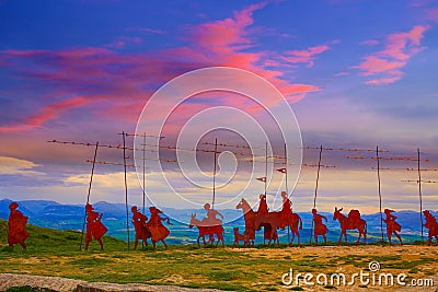 The way of Saint James Alto del Perdon Navarra Stock Photo