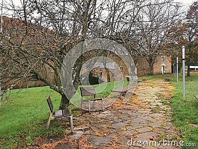 The Way of St. James between valleys and mountains. In Galicia Northwest Spain. Stock Photo