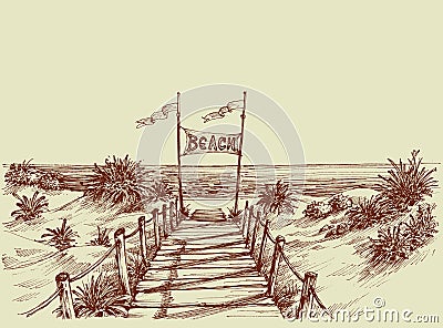 The way to the beach Vector Illustration