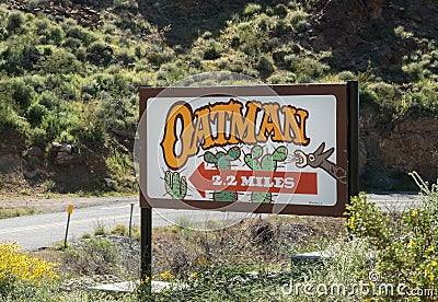 This way to Oatman, Arizona Editorial Stock Photo