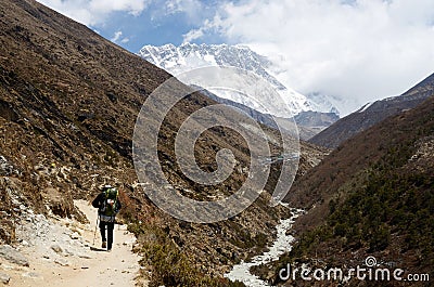 Way to South Everest Base Camp in Himalayas, Nepal Stock Photo