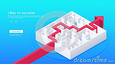 Way to success maze Vector Illustration