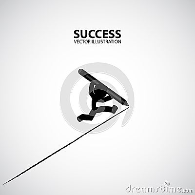 Way To Success. Silhouette Graphic Design. Success Concept. Vector Illustration