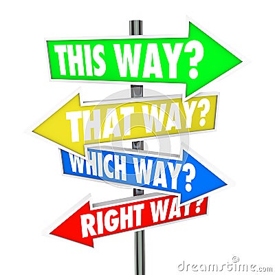 This Way That Which is Right Path Choice Arrow Signs Opportunity Stock Photo