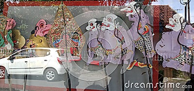 Wayang in A Glass Display Window Editorial Stock Photo