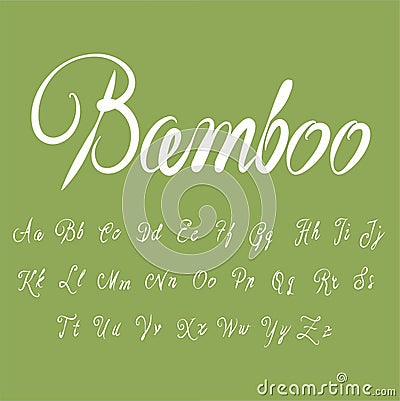 Calligraphic bamboo pen font. Handwritten alphabet in brush style - Vector. Vector Illustration
