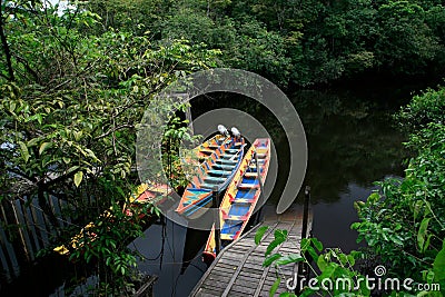 Wayki village : pirogue excursion, Dacca, Gabriel's Cove, Roura, French Guiana Stock Photo