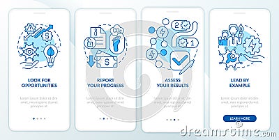 Ways to energy management blue onboarding mobile app screen Vector Illustration