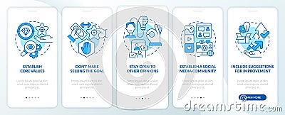 Ways to establish transparency blue onboarding mobile app screen Vector Illustration