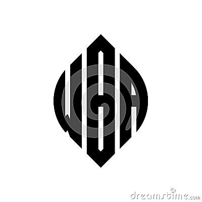 WBA circle letter logo design with circle and ellipse shape. WBA ellipse letters with typographic style. The three initials form a Vector Illustration